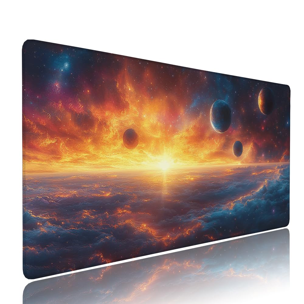 Alfombrilla de Mouse para Juegos, Nero, XXL, Antideslizante, Impermeable, Diseño de Cielo stellato, Extendido, Grande, 1200x600x3mm, para PC, Laptop, Ufficio, Famiglia d-487