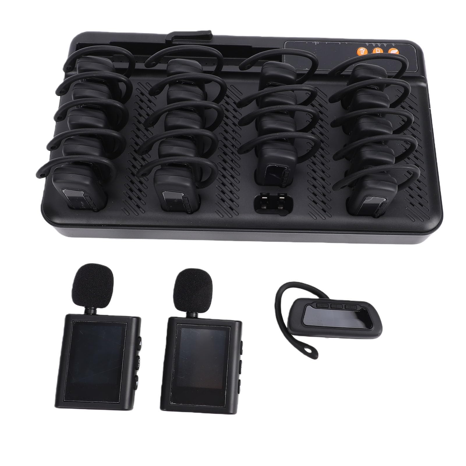 RIZGHWOY de Guía Turística Inalámbrico, 2 Transmisores, 20 Receptores, Base de Carga de 8800mAh para Viajes de Fábrica y Museos (Enchufe de la UE)