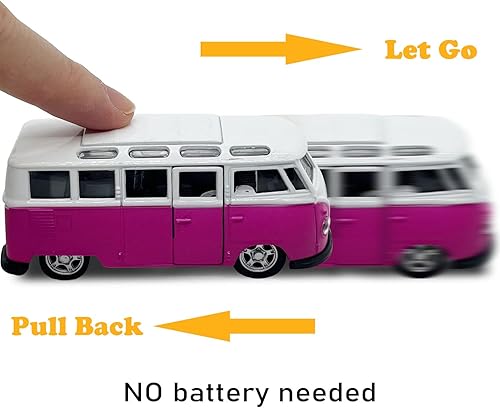 Miniatura 4 de Paquete de 5 vehículos fundidos a presión mini modelos de aleación de metal para coche autobús escolar coche de policía con puertas abiertas para