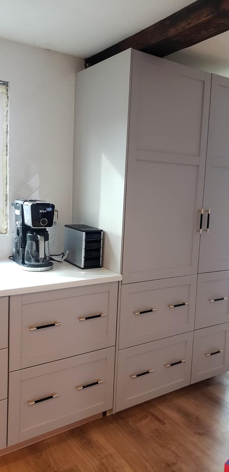 24 Pack 7 1/2 Inch 192 mm Bar Cabinet Pulls Gold and Black Knurled Handles for Brushed Gold Drawer Pulls Cupboard Aluminum Handles