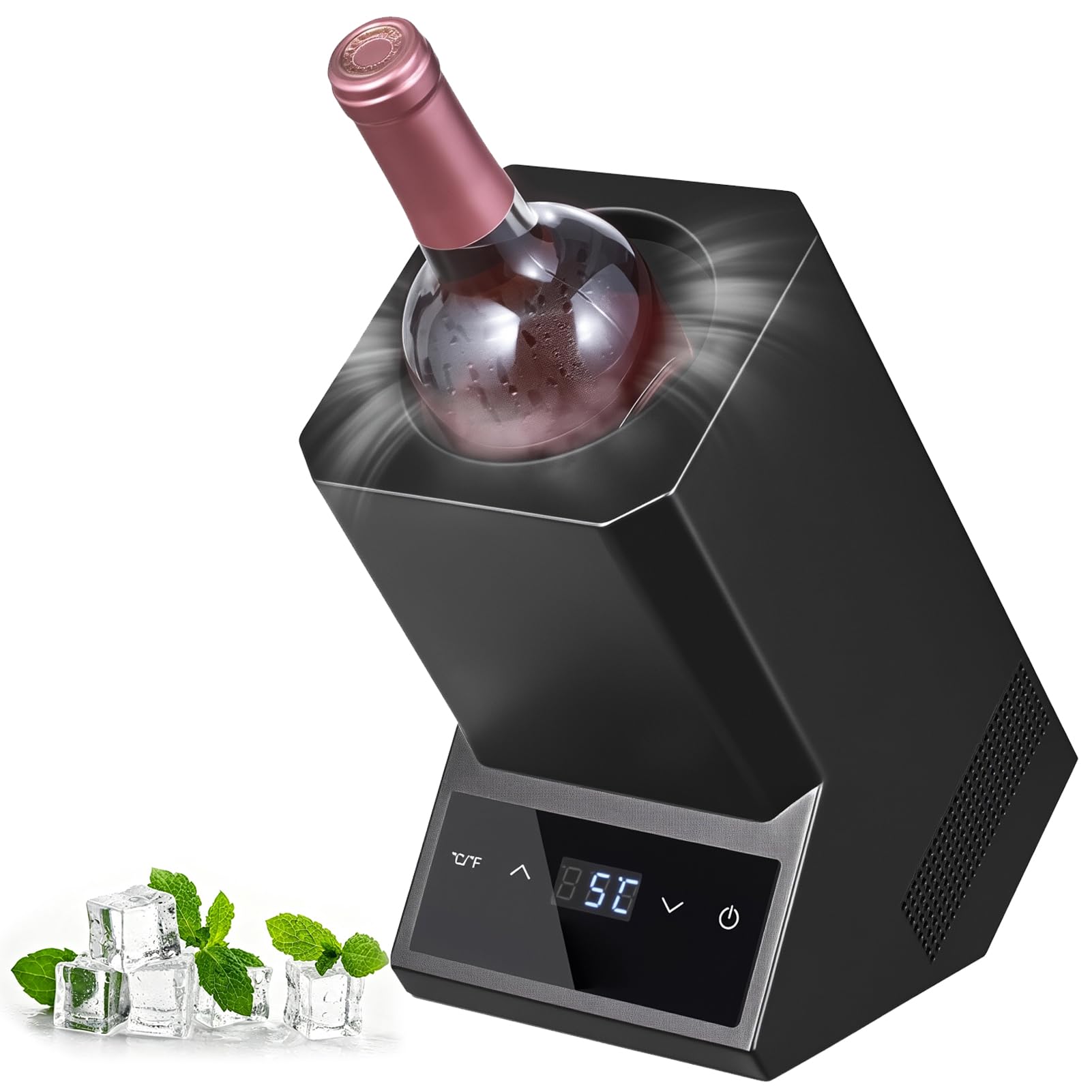 Raffreddatore Per Vino Elettrico, Refrigeratore Portatile Per Vino | Raffreddatore Per Bottiglie 750ML con Temperatura Regolabile 5-18°C, Raffreddamento 24H, Display LED, Raffreddatore(A)