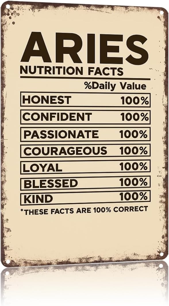 TIUUOK Funny Signs Metal Tin Poster 8x12inch Aries Zodiac Wall Art Decoration Painting For Home Yard Sign Outdoor Lawn Garden Office Decor