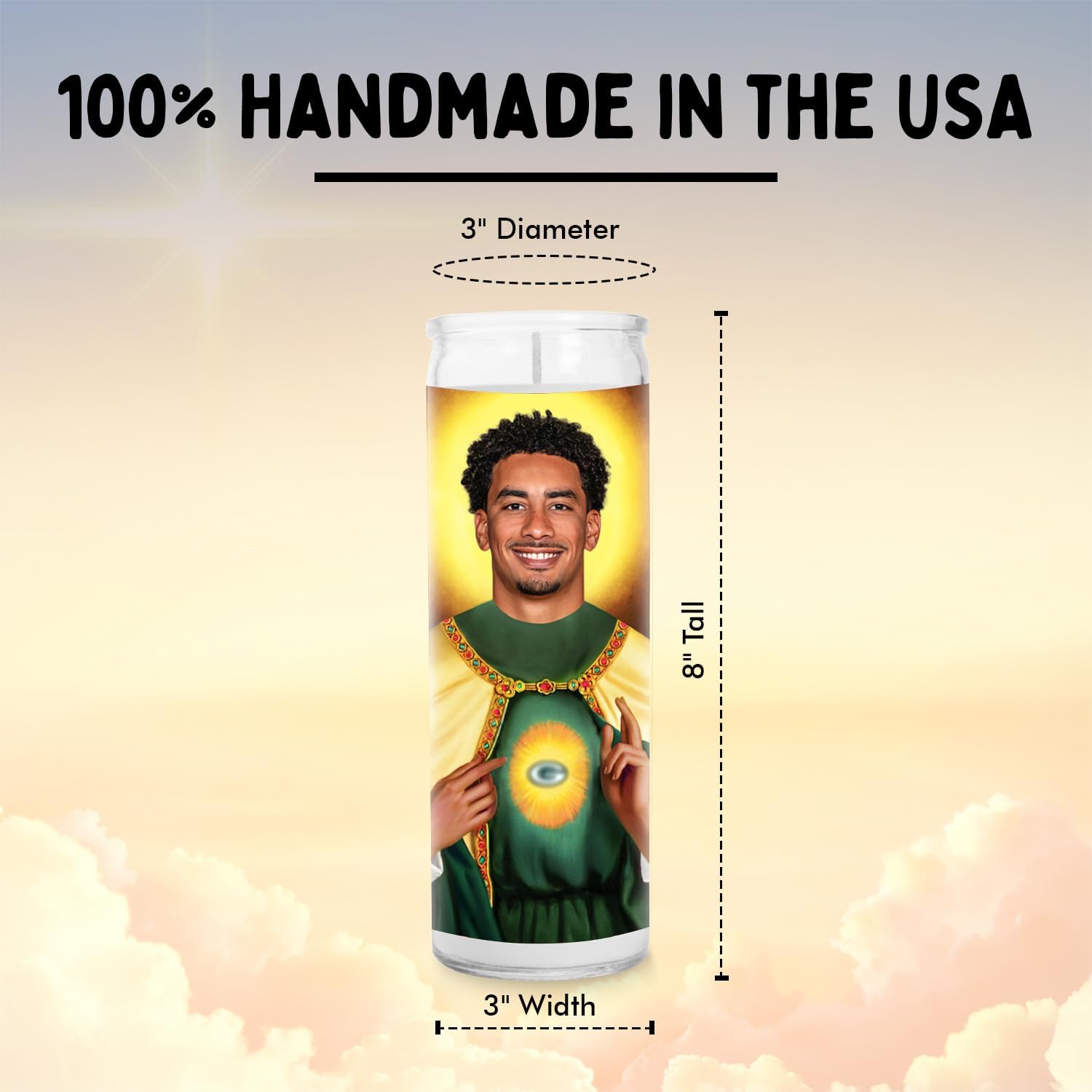 Love Celebrity Glass Jar Candle – Unscented Handmade Soy Wax Votive Candle – Unique Gift for GB Football Fans – Home Decor Green Bay Sports Collectible for Living Room & Office