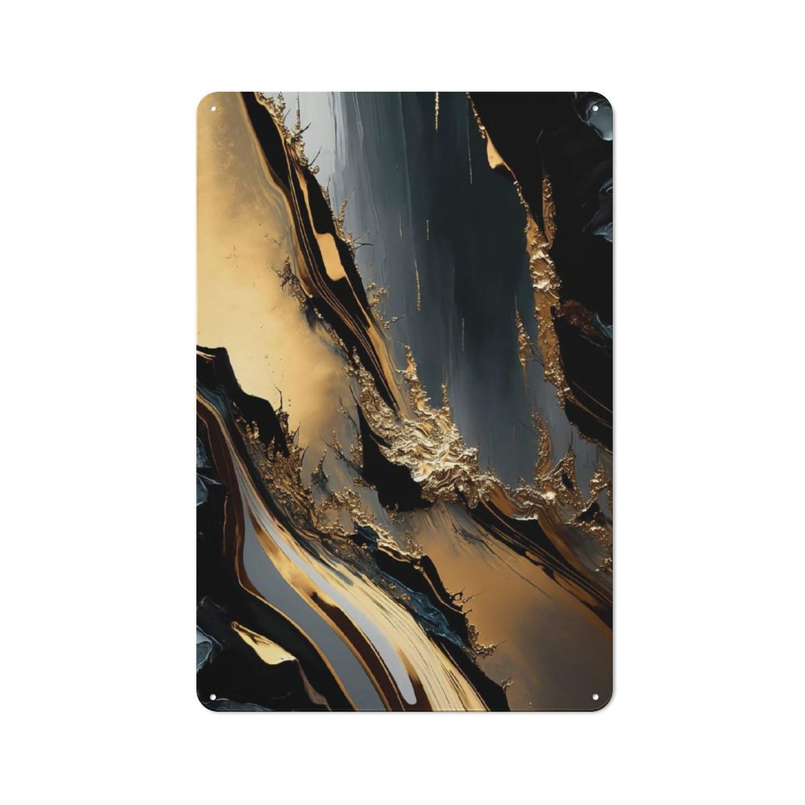Junmoney Style-20 Vintage Metal Plaque 30X20cm Featuring Abstract Gold For Hallway Wall, For Wall Display Collectors