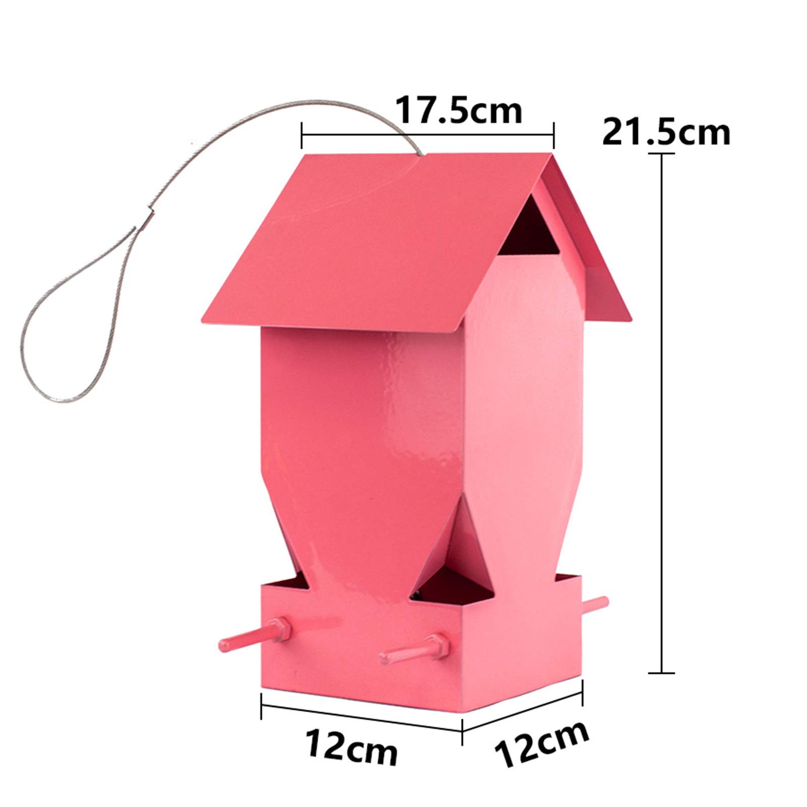 Vogelfutter Station,Edelstahl,zum Aufhängen,Vogelfutterhalter Vogelstation Vogelfutterspender Wildvogel Futterspender Vogel,mit Dach, Kolibri-Feeder mit Barsch, gehören Hängende Drähte,Rot