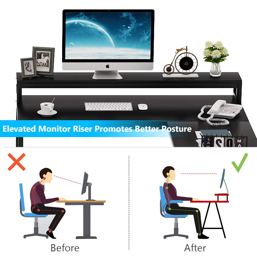 Buy Tribesigns Reversible LShaped Desk with Monitor Stand, 59x55 inch