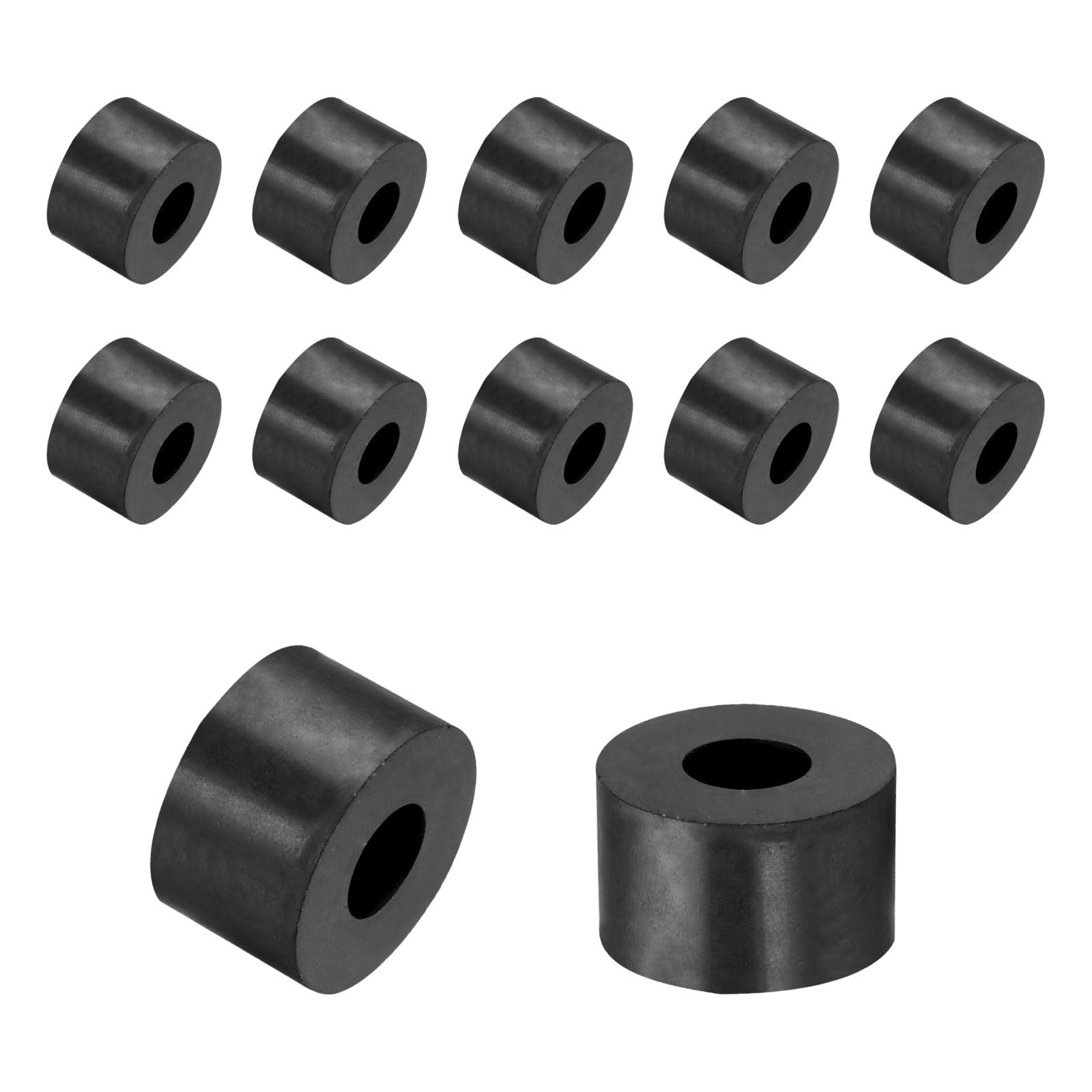 Unifizz 12PCS Rubber Spacers 25mm OD 10mm ID 15mm Height Round Anti Vibration Spacer Rubber Bushing Grommets Thick Rubber Washers for Home Car Accessories