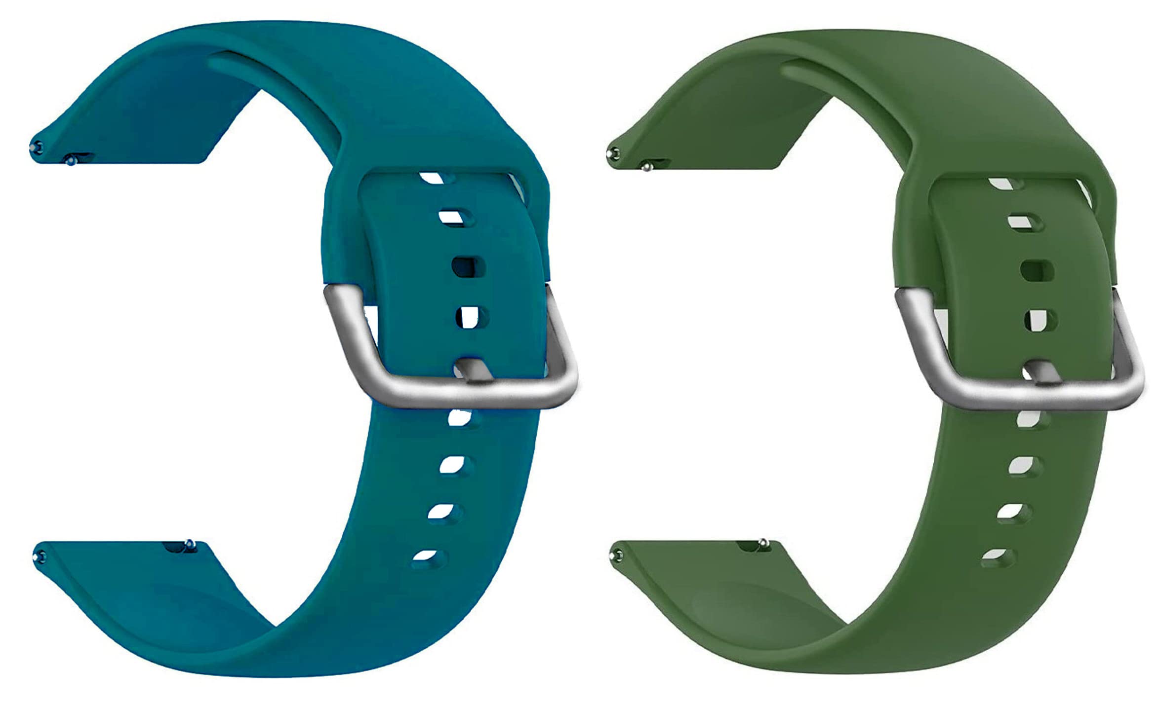BQeT 22MM Soft Silicone Metal Buckle Strap Combo For Smart Watch(CHEC LIST) (22MM, TEAL/GREEN)