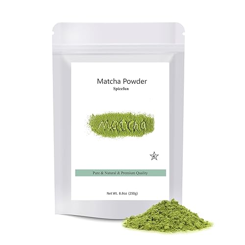 Spicefun Té verde Matcha en polvo 8.8 onzas (8.82 oz), 100% puro y de primera cosecha té verde, grado culinario, sin sabor, sin OMG, sin