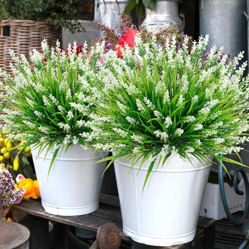 UXORSN Artificial Plants Outdoor 8 Bundles Fake Monkey Grass with Flowers UV Resistant Faux Lavender Plants Green Shrubs for Garden Patio Porch Verandah Window Hanging Planter Decoration - Cosy Home Interiors UXORSN Artificial Plants Outdoor 8 Bundles Fake Monkey Grass with Flowers UV Resistant Faux Lavender Plants Green Shrubs for Garden Patio Porch Verandah Window Hanging Planter Decoration - Image 4