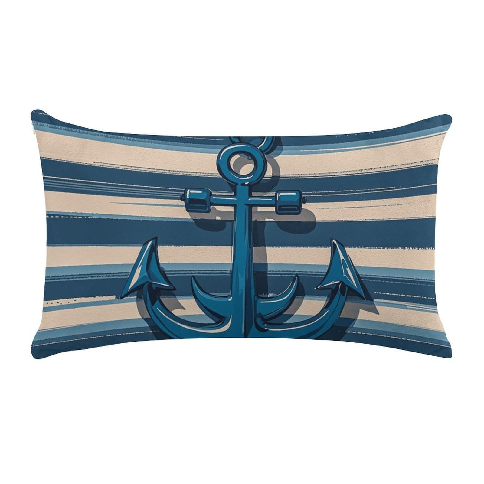 Anchor Pillow Cases for Sofa, Super Soft Plush Pillow Cover with Zipper, Luxury Cozy Pillow Shams for All Seasons, Lightweight Pillowcases for Bedroom, 12" X 20"