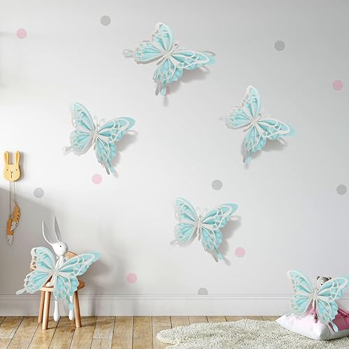 Vista 5 de Geyee 12 piezas de decoración de fiesta de mariposa grande 3D de 12 pulgadas, 10 pulgadas, centros de mesa de mariposa grandes para mesas, baby