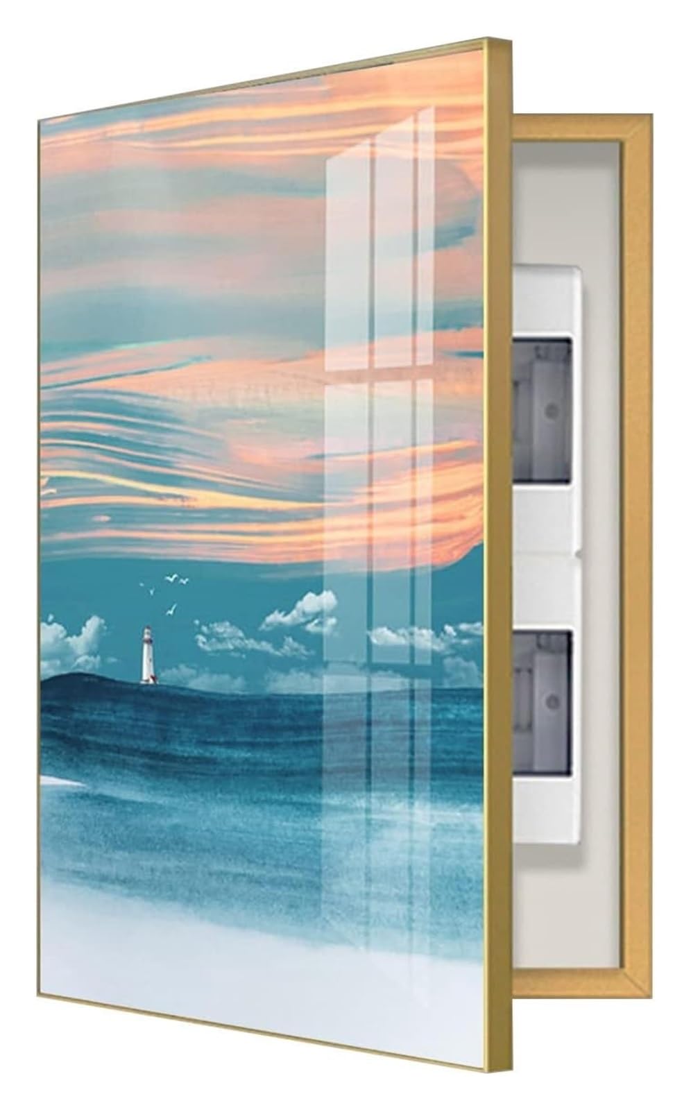 Pintura Decorativa for Caja de medidor eléctrico, Cubierta de Caja de distribución con Panel abatible(Gold,40cmx60cm)