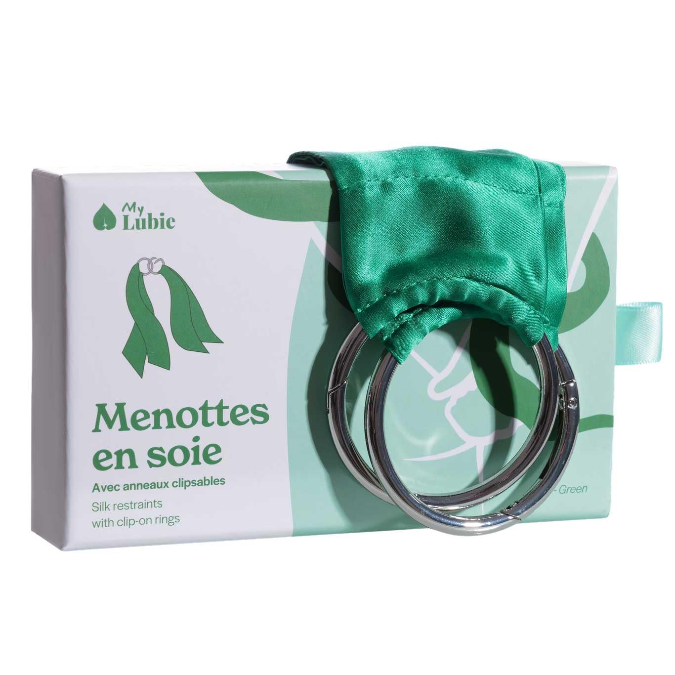 Menottes en Soie pour Couples Anneaux Clipsables Vert
