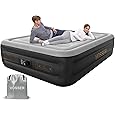 Air Mattress Full with Built in Pump,Inflatable Mattress 2 Mins Self-Inflation/Deflation,Thicker Blow up Mattress Leak-Proof,Flocked Top Air Bed with Storage Bag for Home, Camping & Guests