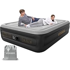 Air Mattress Full with Built in Pump,Inflatable Mattress 2 Mins Self-Inflation/Deflation,Thicker Blow up Mattress Leak-Proof,Flocked Top Air Bed with Storage Bag for Home, Camping & Guests