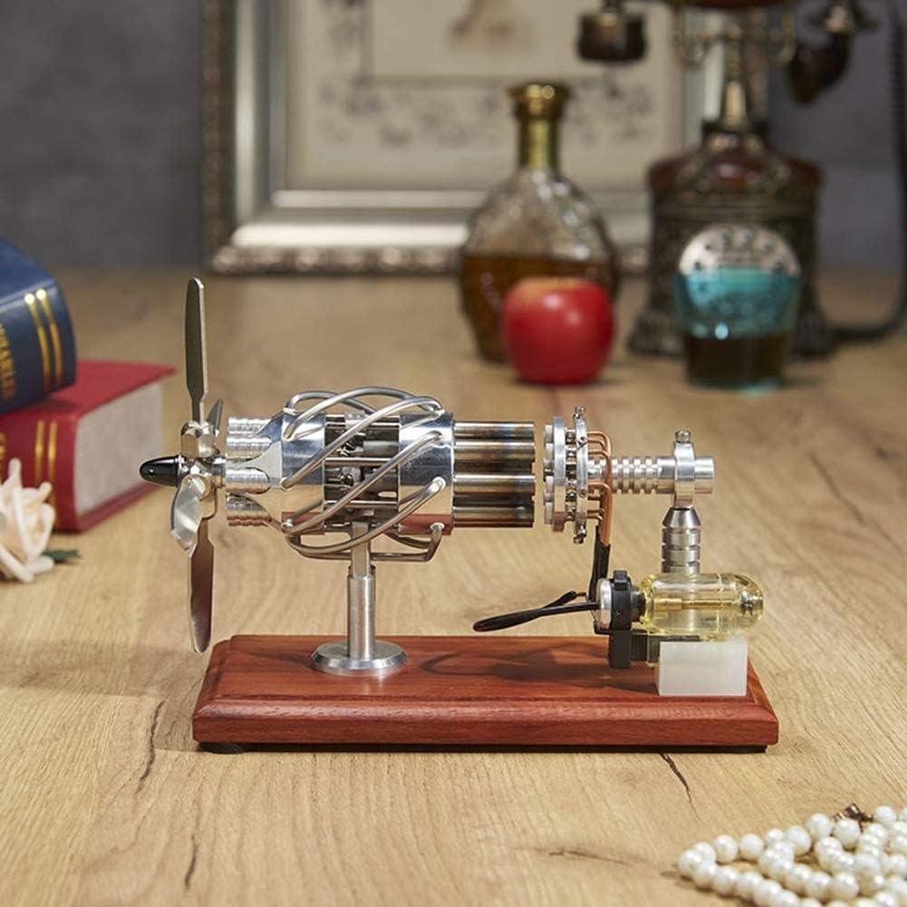 Swashplate Stirling Motor Modelo Stirling Motor de Combustión Interna Ciencia Enseñando Regalo de Cumpleaños Decoración de Oficina Juguetes, Experimento Físico (Acero Inoxidable)
