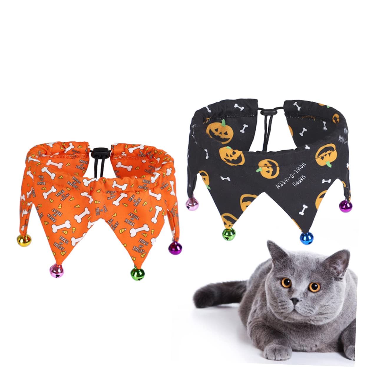 Toddmomy 6pièces Collier Ajustable pour Animaux De Compagnie avec Clochettes Lot de Halloween pour Chien Et Chat Orange Noir