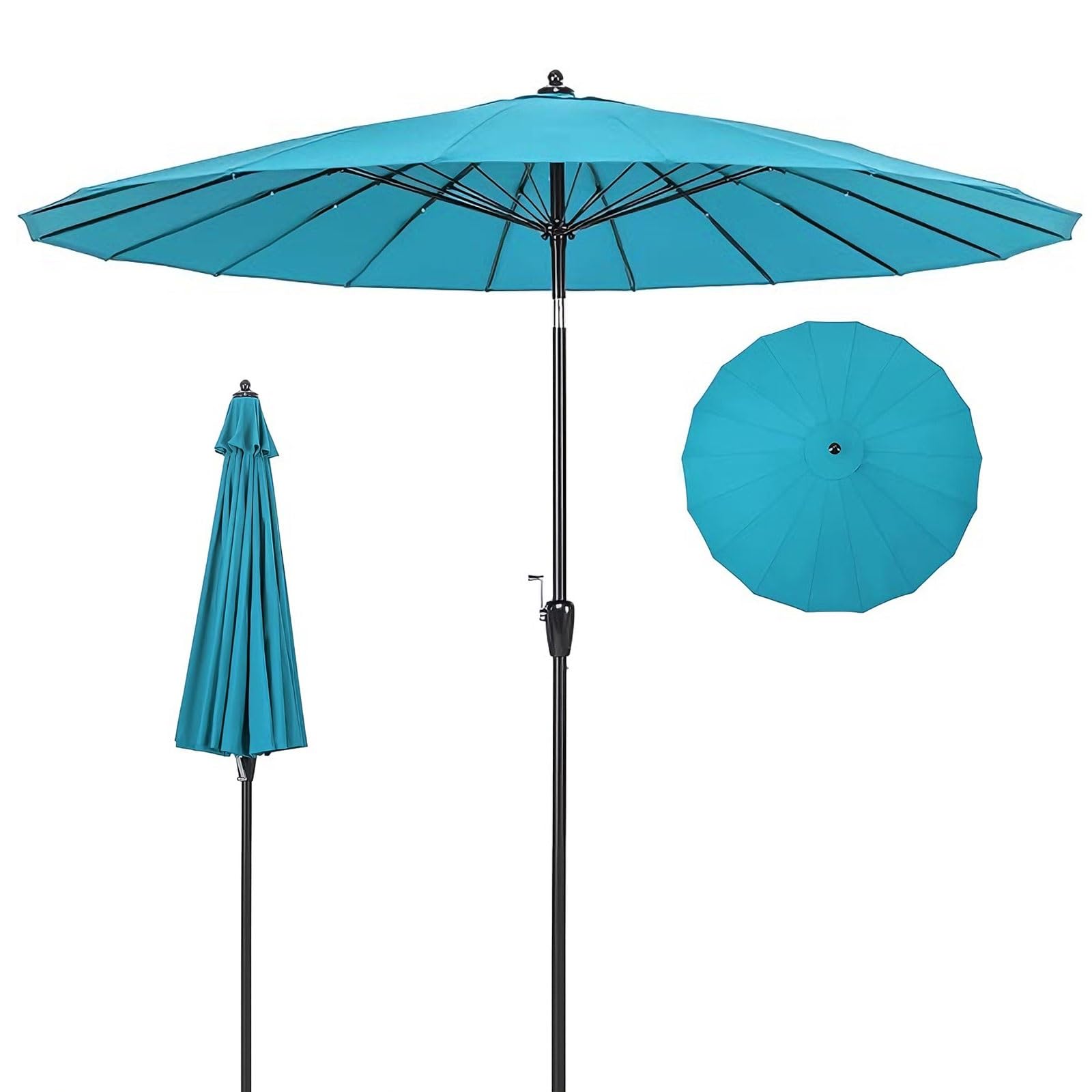 Parasol tarasowy na targ, wytrzymały, wiatroszczelny parasol ogrodowy z przyciskiem nachylenia i korbą, osłona przeciwsłoneczna UV50+, na basen, na podwórko, kemping 2,5 m