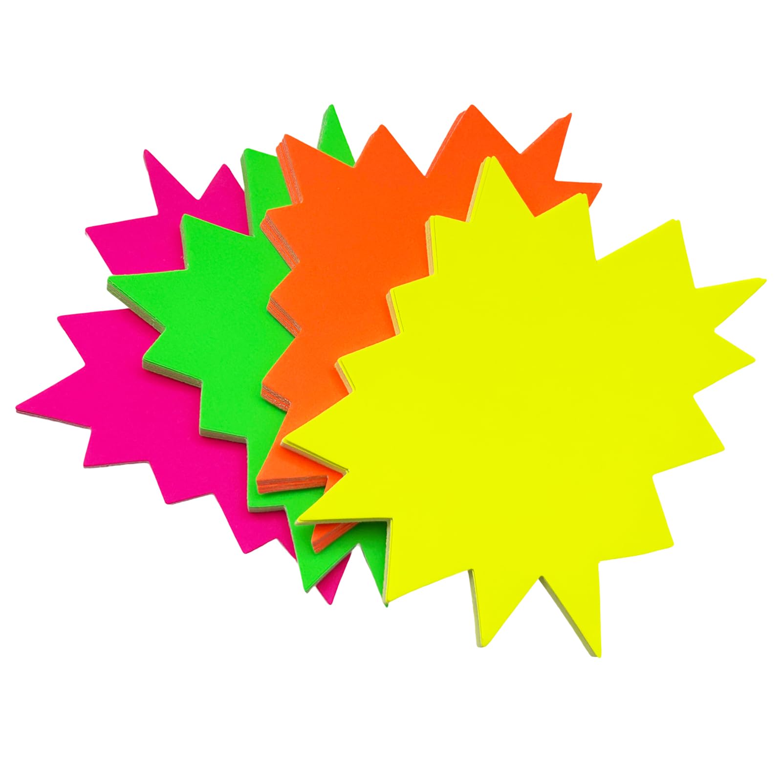 Bliceon 80 Pcs Fluorescent Starburst Price Tags - Blank Star-Shaped Signs for Retail, Garage Sales and Party Favors - Eye-Catching Price Labels and Sale Supplies for Stores