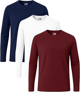 JRC Just Royal Clothing JRC Pack of 3, 4 Mens Long/Short Sleeve Crewneck T-Shirts, Casual Round Neck Tops for Walking, Workout, Running & Casual Outings