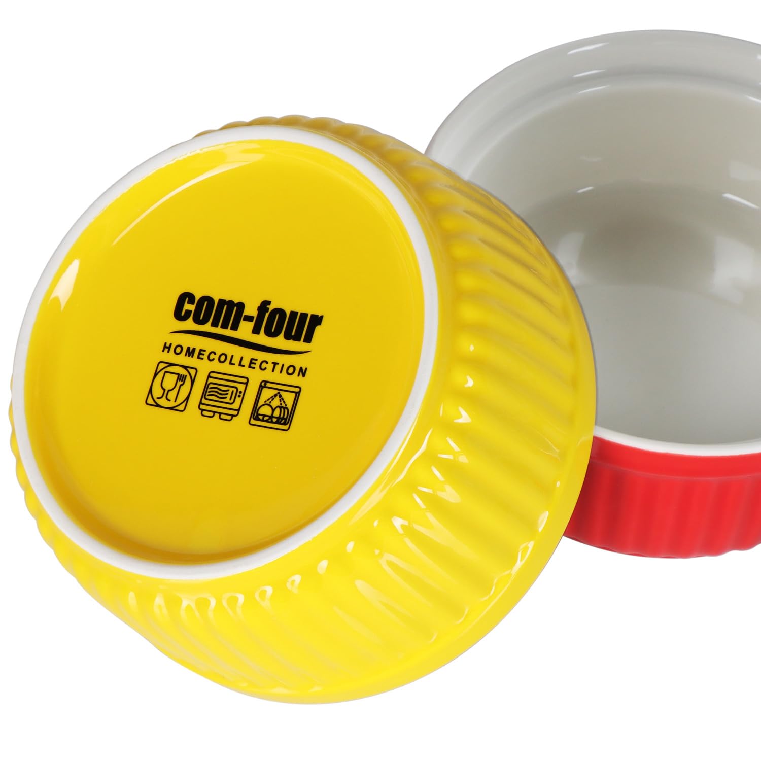 COM-FOUR® 6x Plats à Soufflé - Bols à Ailerons de Ragoût en Céramique - Plats à Casserole allant au Four - Bols à Dessert - Récipients en céramique colorés 250 ML
