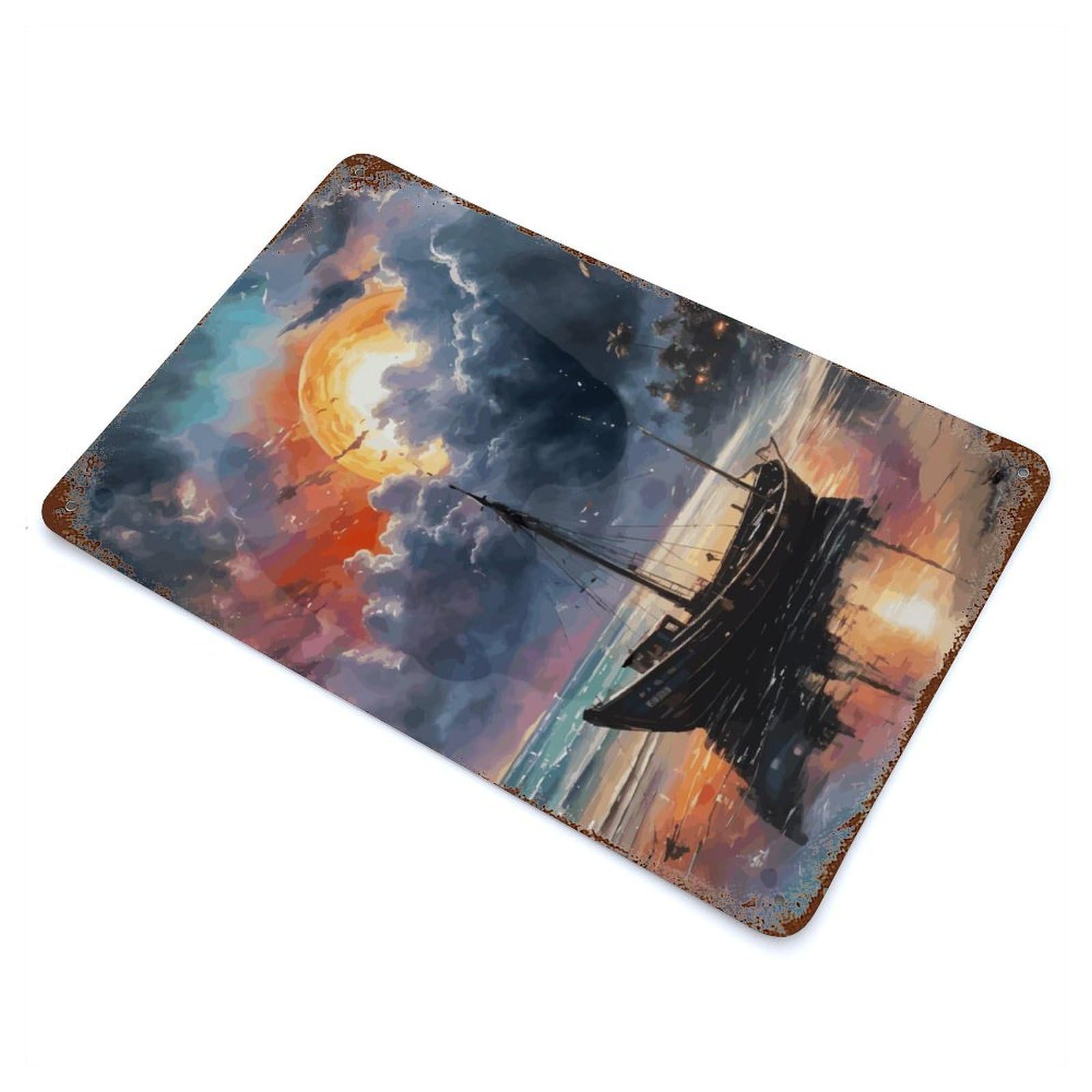 Out of The Clouds 11.8"x7.9" Aged Metal Wall Plaque, Novelty Wall Decor for Shed, Workshop And Garage Wall Decor