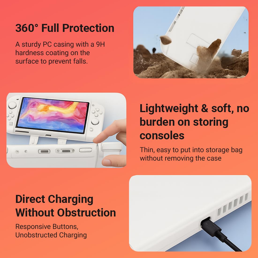 GXGM 1 PCS Cover per Custodia Nintendo Switch 2,Accessori per Console di Gioco,Grip Ergonomico Antiscivolo Custodia Switch 2, Custodia Protettiva Custodia Rigida,Bianco