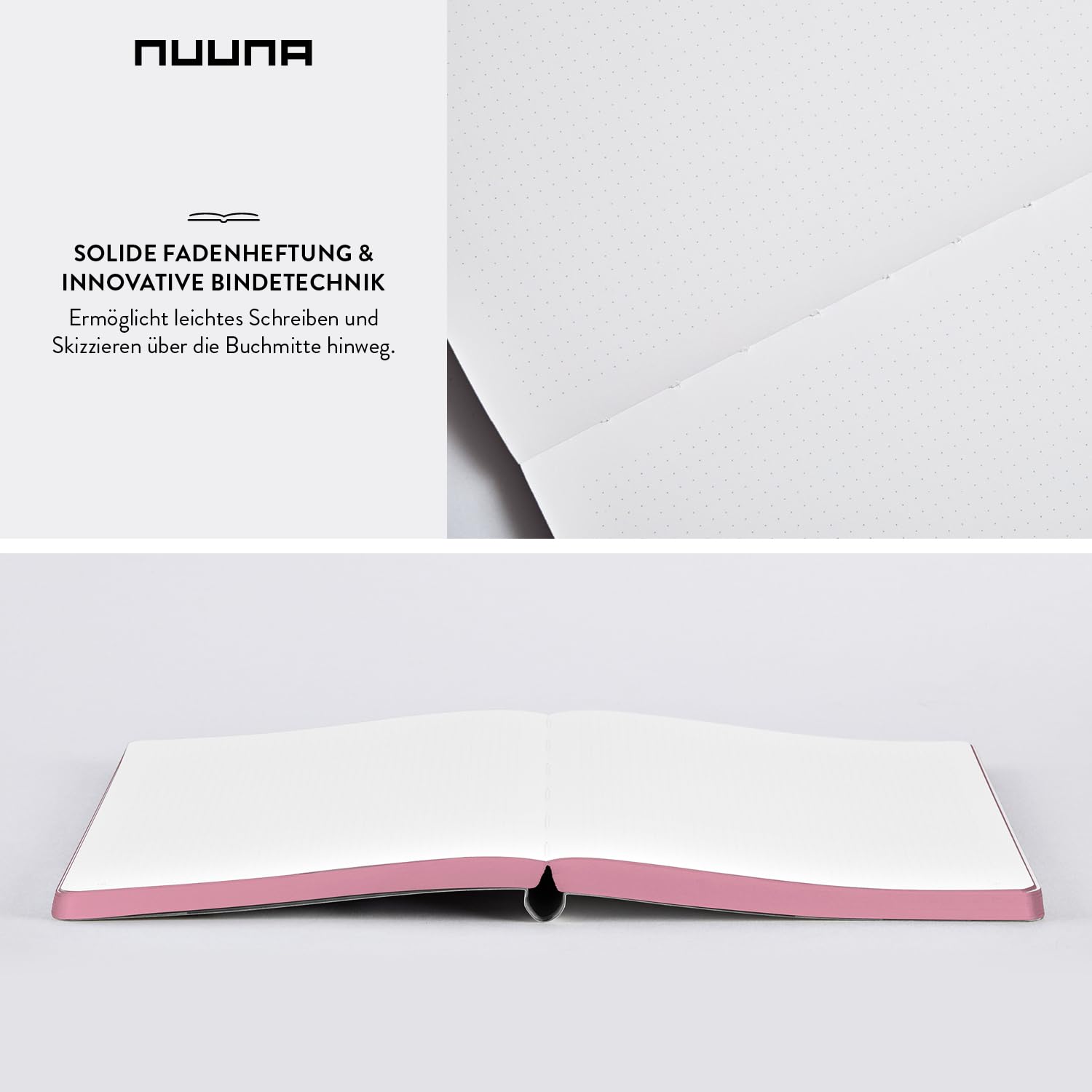 Nuuna Notizbuch A5+ Graphic L - Sweet Joe, Leder rosa