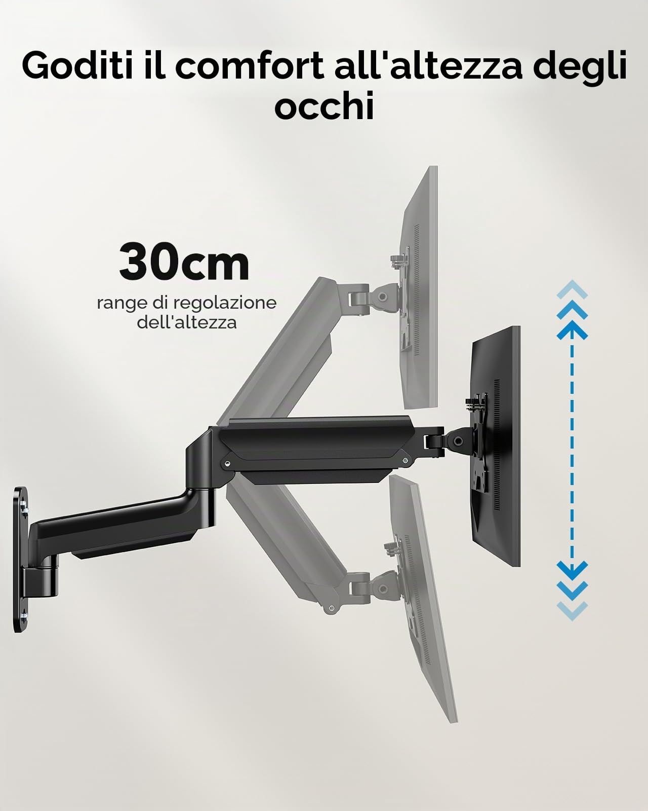 HUANUO Supporto da Parete per Schermi Ultra-Large da 24"-35", Supporto per Schermo PC da Parete a Movimento Completo, Supporto da Parete per Monitor, VESA 75/100/200mm, Capacità di Carico