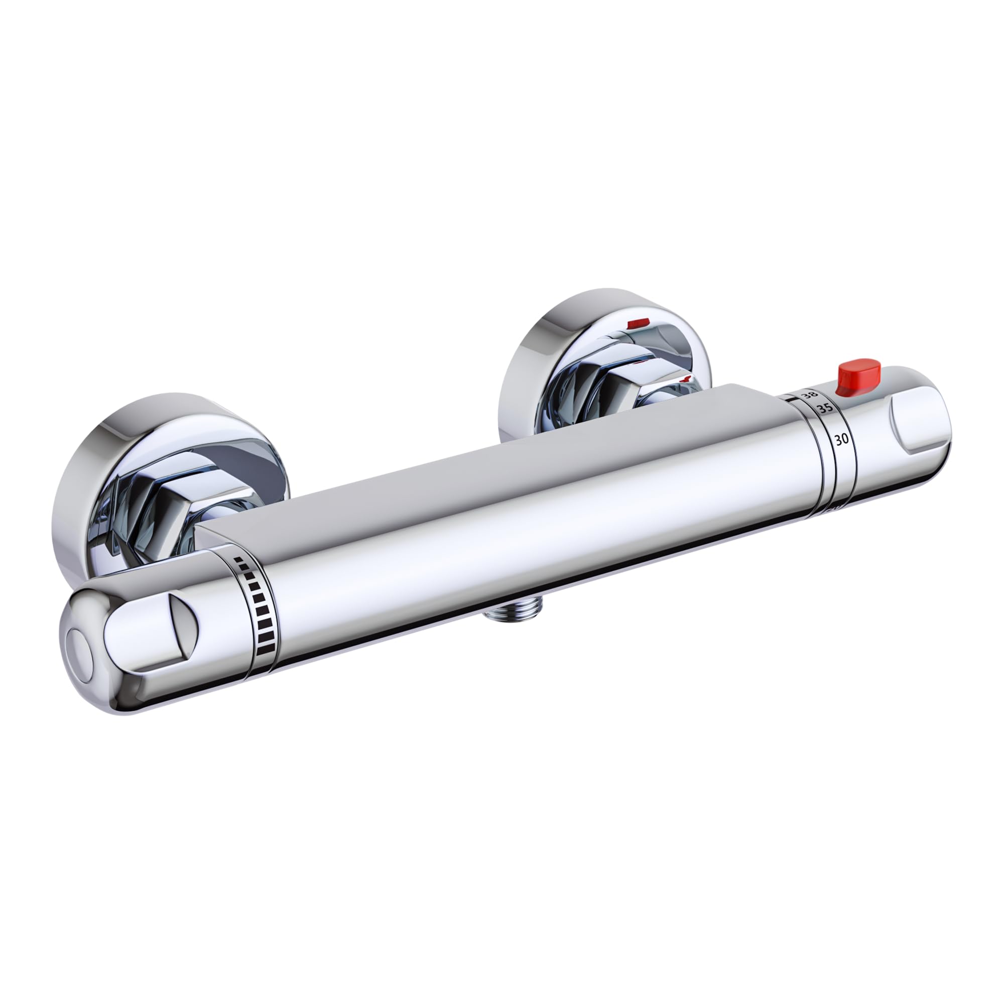 Mendio Silver Thermostatic Shower Mixer,Wall Mounted Shower Mixer Bar With Anti-Scald Safety Lock,Thermostatic Shower Mixer Tap,Chrome Finish,Solid Brass