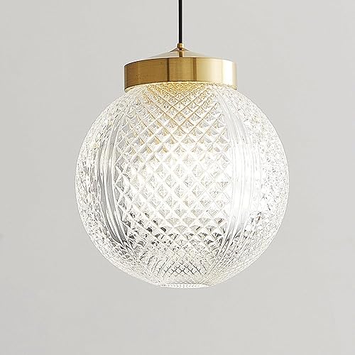 Miniatura 2 de Paquete de 2 lámparas colgantes de globo, lámpara colgante de cobre completo de mediados de siglo, con pantalla de vidrio transparente, lámpara de