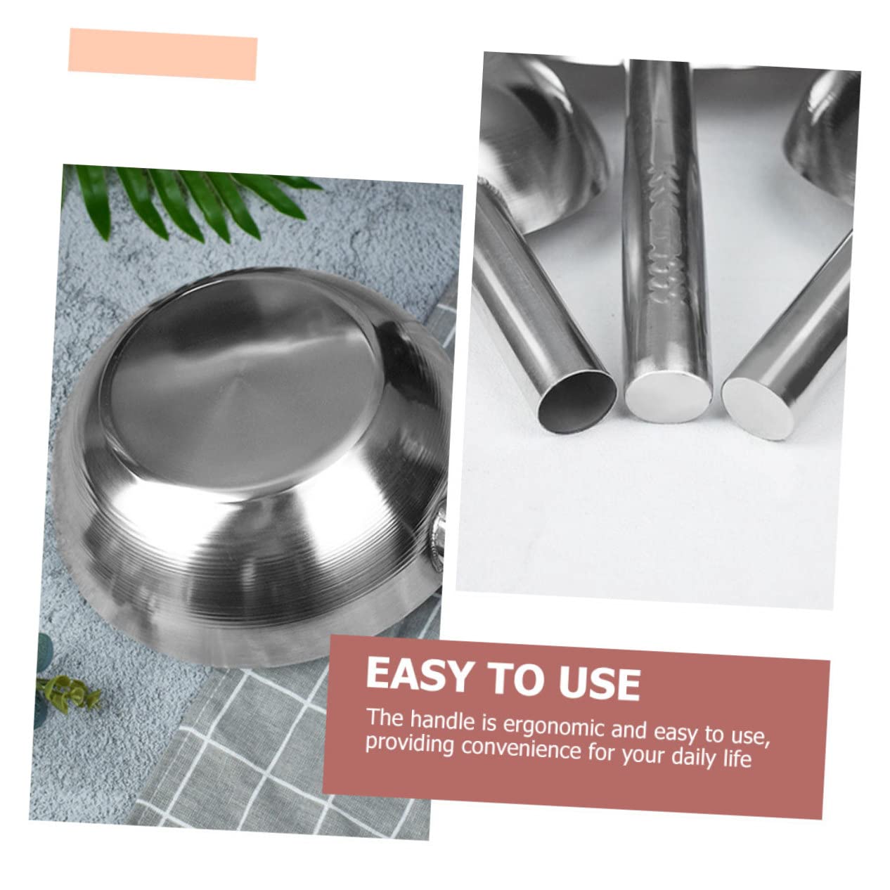 Louche à Eau Épaissie en Acier Inoxydable Argentée Cuisine | Moulage Monobloc, Nettoyage des Légumes et Puisage D’eau, Résistance à Déformation, Usage Domestique