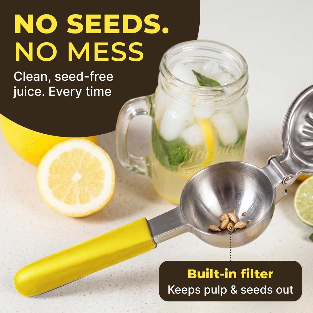 KENSINGTON LONDON Stainless Steel Lemon Squeezer - No Seeds, Pro