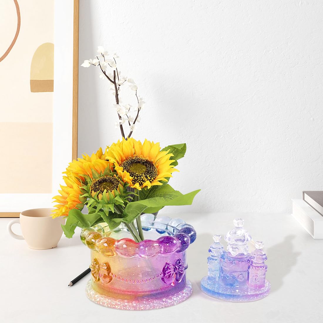 Moldes Manualidades Velas Xidmold Castle Candle Mold, Church Castle Silicone Mold For Soy Wax Candle, Plaster, Epoxy Resin Casting, DIY Crafts (D Molde De Silicona Para Velas