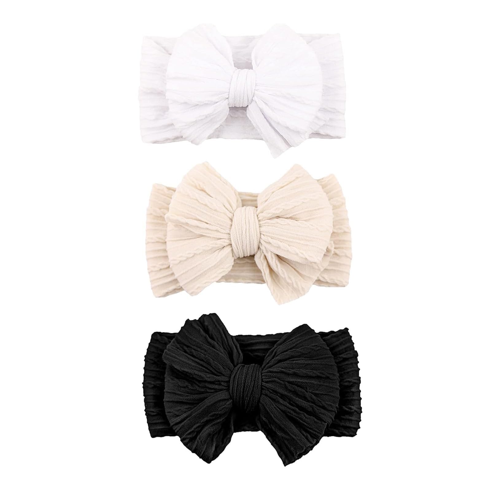 Lazos para bebé, diademas de nailon, lazos para niña, accesorios para el cabello para bebés y niños pequeños, artículos esenciales, negro, blanco y beige.