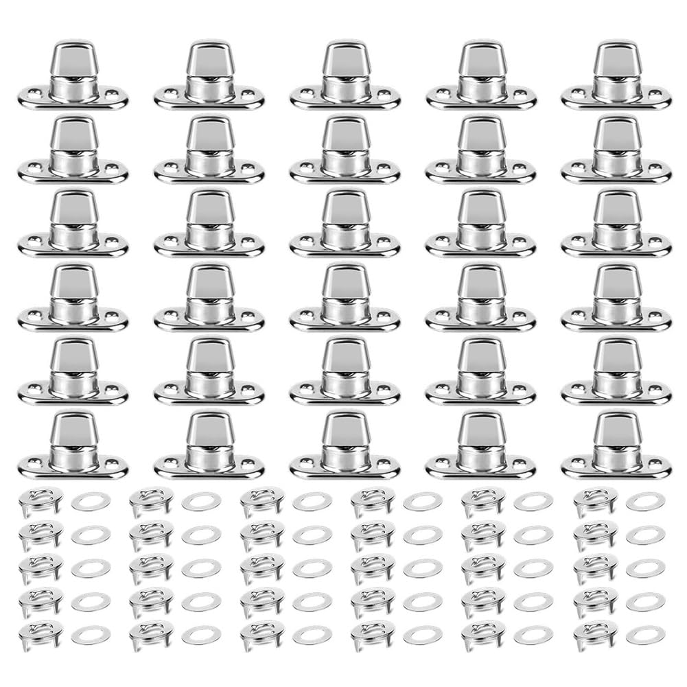 Tagtight 30 Set Turnbutton Twist Fastener, Canvas Twist Lock Fasteners, Turn Button Fasteners With Eyelet And Bases, Mounting Screws For Diy Craft Bag Handbag, Boat Canopy Canvas Cove