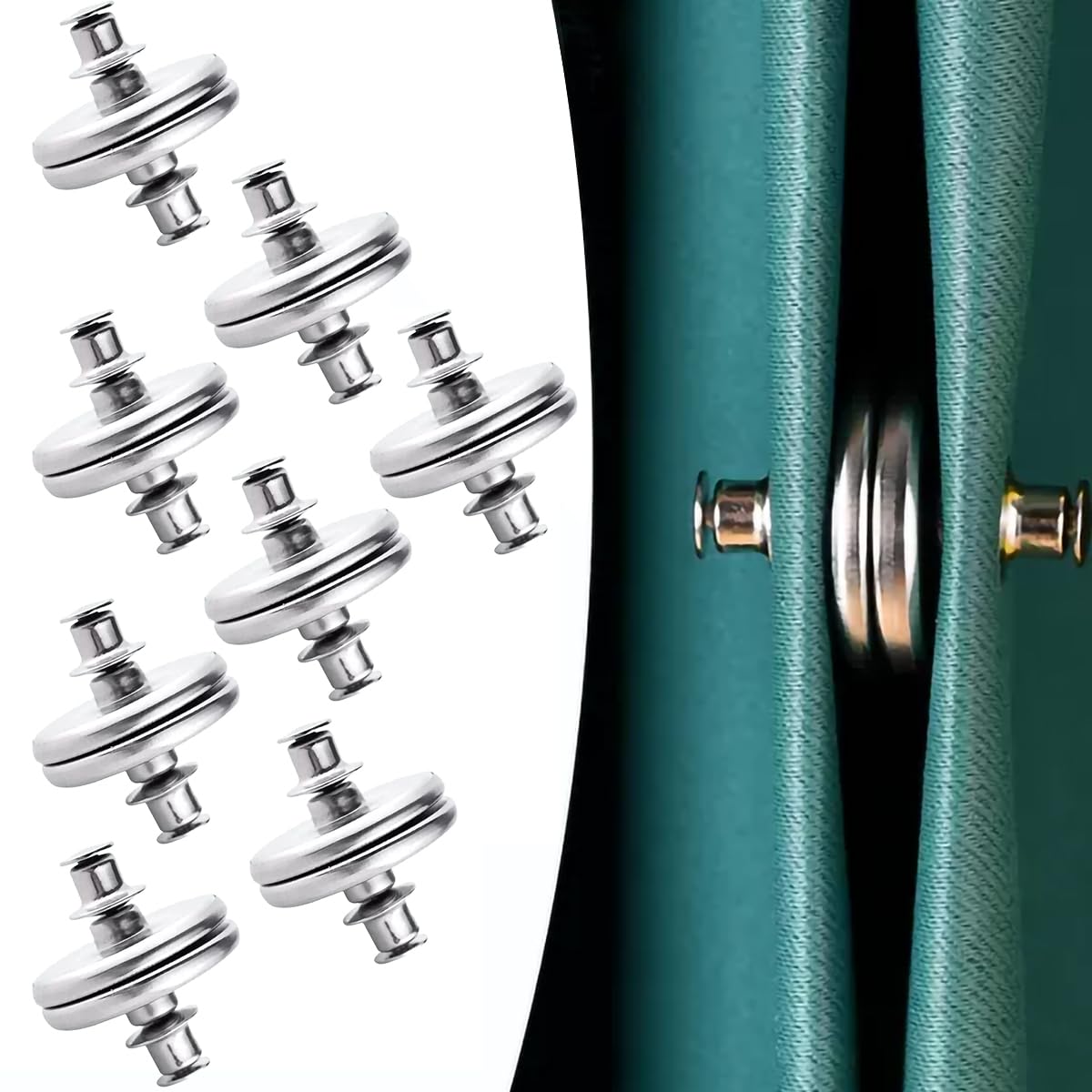 Yuqilin Gordijnen, magneetknop, gordijnhouder, magnetische sluiting, gewichten, douchegordijn, magnetische accessoires, voor slaapkamer, woonkamer, eetkamer, badkamer, kantoor, 12 paar