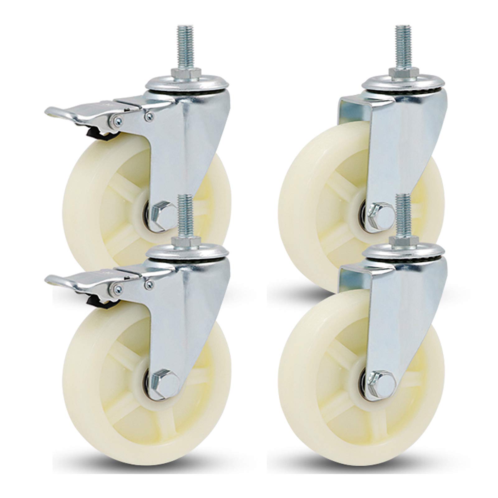 Swivel Castors Universal Wheel Heavy Duty Swivel or Furniture Trolley Wheels with Nylon Moving Wheels Industrial M12 x 25mm Thread Shaft 4 Pack Universal 100mm 4 Inch