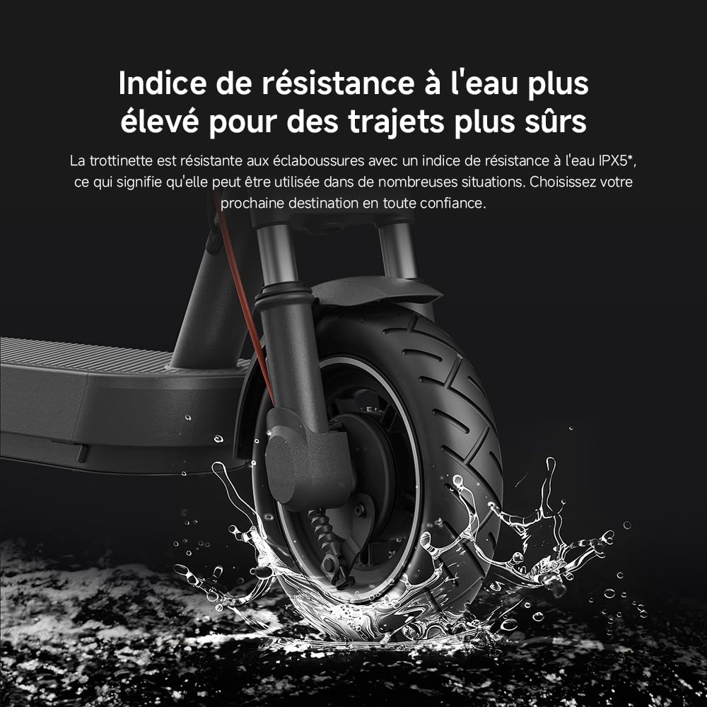 Xiaomi Electric Scooter 5 – Amortisseurs Doubles Ressort Avant – 60km Autonomie Étendue – Pneus 10' Tubeless – Moteur 700W Max – Pente 18%