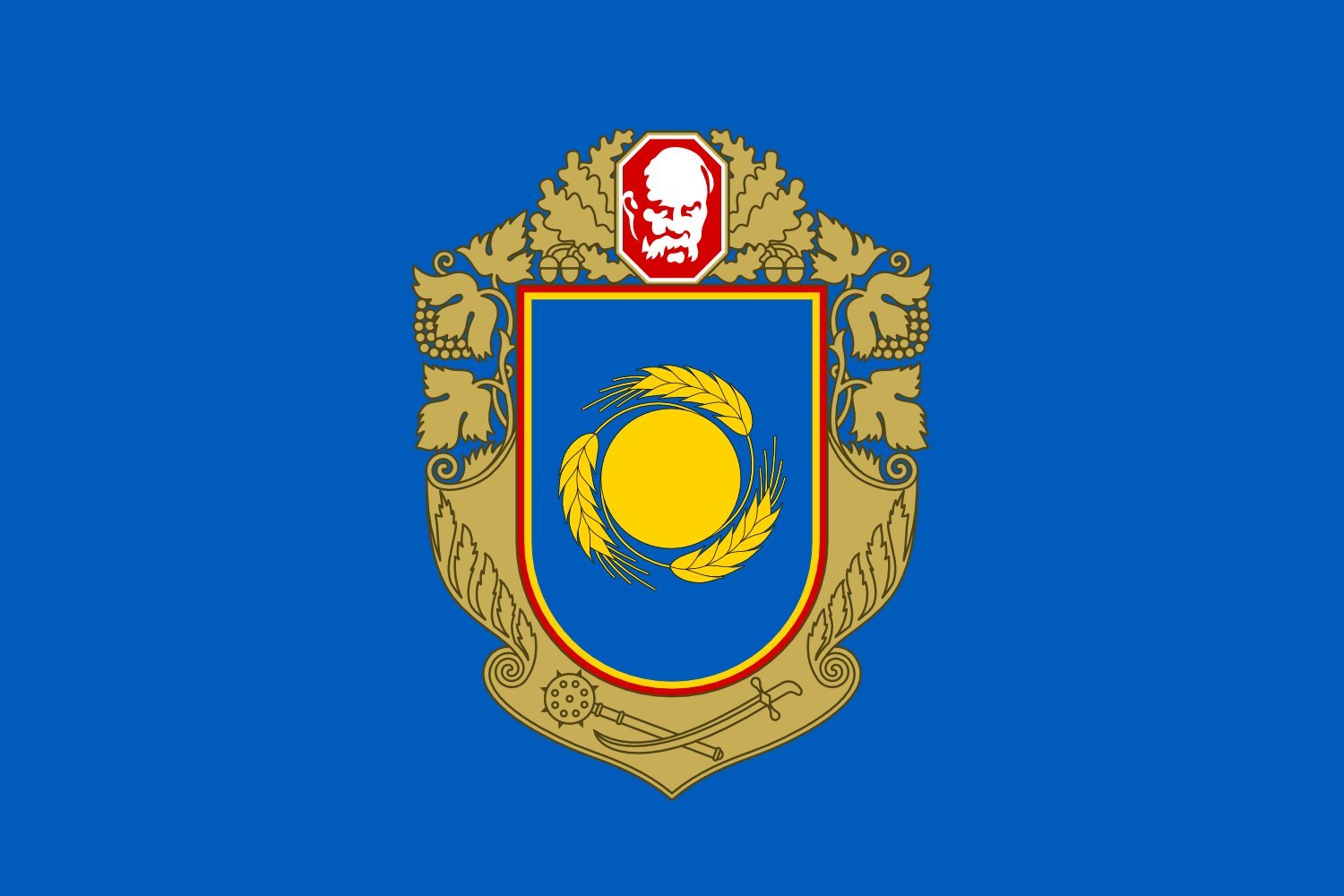 Drapeau Cherkasy Oblast Ukraine finition premium héraldique officielle