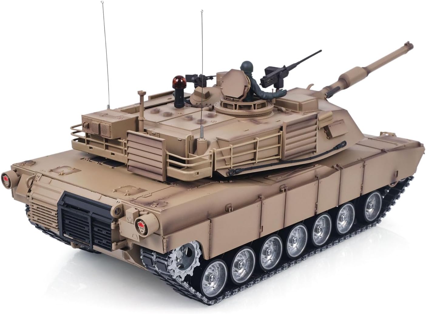 TOUCAN RC HOBBY Heng Long 1/16 RC Main Battle Tank Abrams M1A2 Metal Chassis Wheels Steel Gearbox Turret 360 Rotation Barrel Recoil Elevation