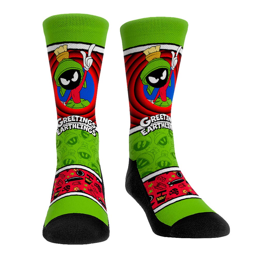 Rock 'Em Unisex Marvin The Martian - Showtime Looney Tunes Premium Cartoon Socks, Large