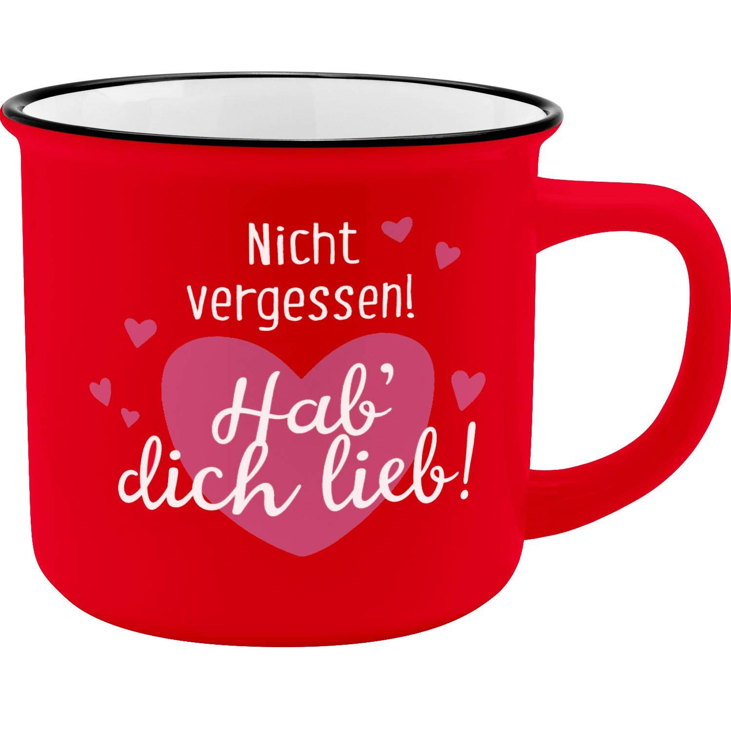 GRUSS & CO Mug HDL | New Bone China Porcelain, Enamel Look, 35 cl | Gift Love | 45778