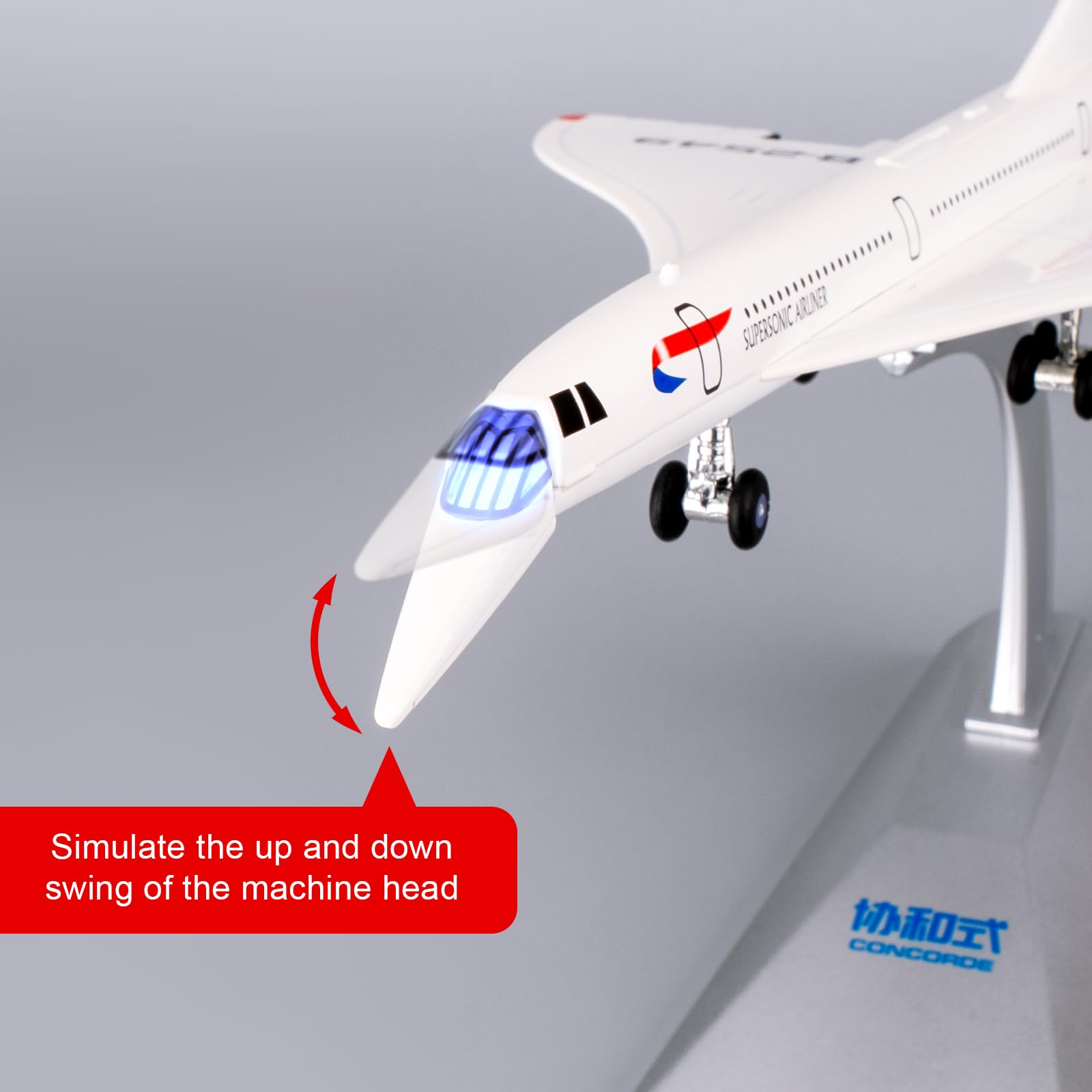 TGRCM-CZ 1/168 Concorde Supersonic Airliner Modello Aereo, Giocattoli in lega di zinco Diecast Auto con suoni e luci per collezionisti e bambini 3 anni di compleanno