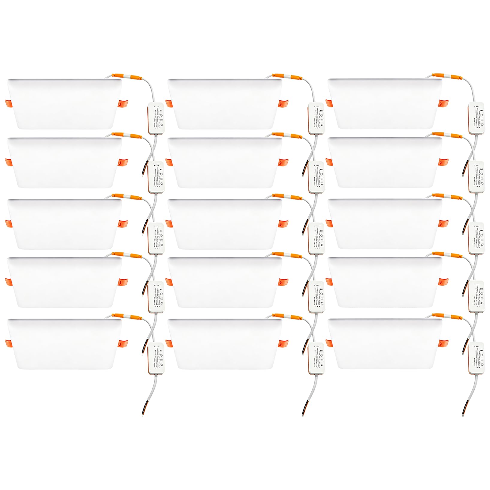 VOGHMOLD 18W Square LED Recessed Light, 720LM Frameless Downlight AC85-265V Spotlights, Cut Φ45-100mm Ceiling Lighting for Office Living Room, 15 Pack