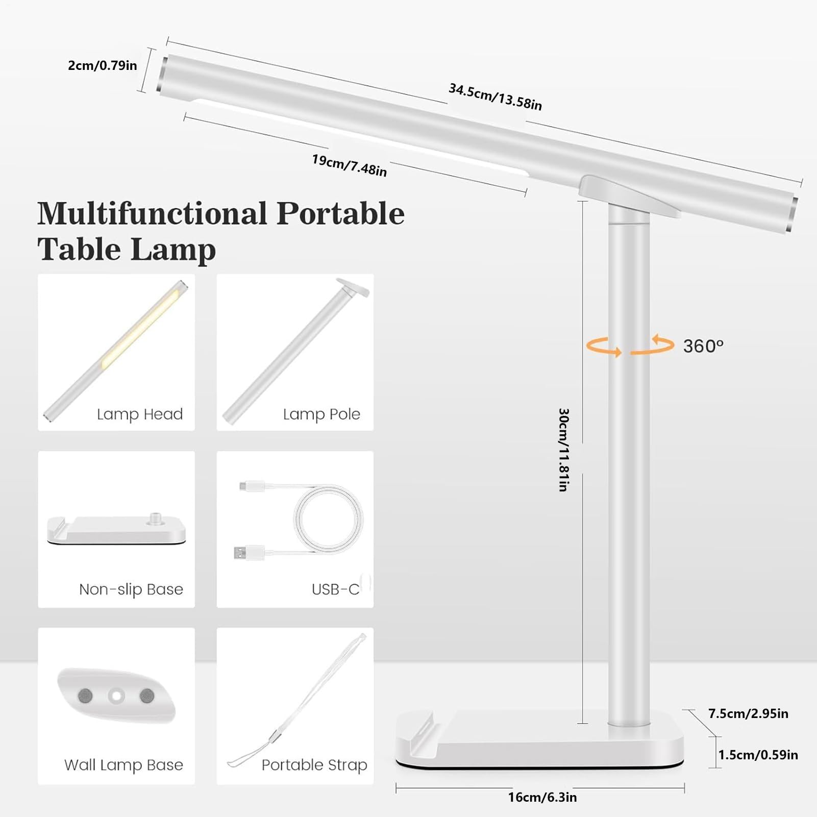 Schreibtischlampe mit Touch-Steuerung, augenschonendes dimmbares LED-Licht zum Lesen, Studieren, Büro, Schlafzimmer, Schreiben und Schminktisch – perfekt für Zuhause und Schule