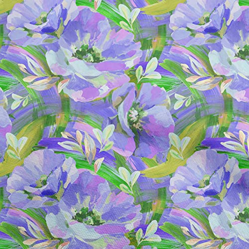 oneOone Silk Tabby Medium Purple Fabric Floral & Sewing Material Print Fabric By The Yard 42 Inch Wide