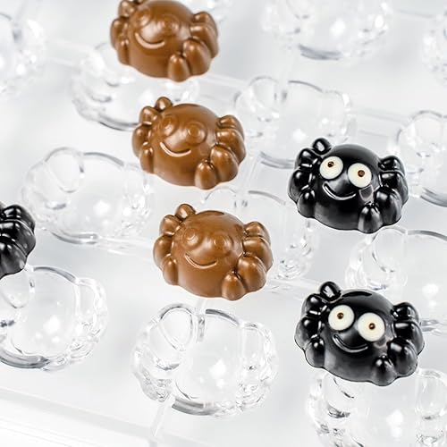 Martellato MA1031 - Molde de policarbonato transparente para caramelo de Halloween con 20 cavidades de araña de whisky de 1.024 in x 1.339 in x
