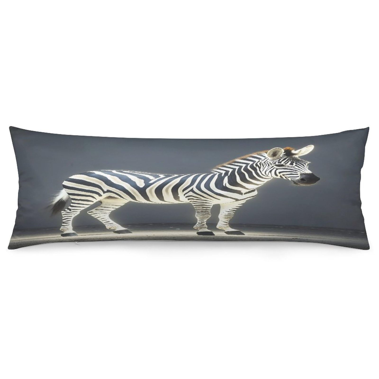 Glowing Zebra Body Pillow Cover Long Body Pillow Pillowcase with Hidden Zipper Ultra Soft Polyester Pillow Cases Breathable & Silky Long Pillows Case Cover 19x53 in